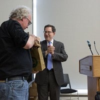 Senate President Bill Harbaugh and UO President Michael Schill