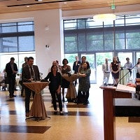 President Schill addressing group