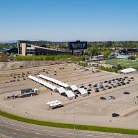 Aerial view of vaccine clinic